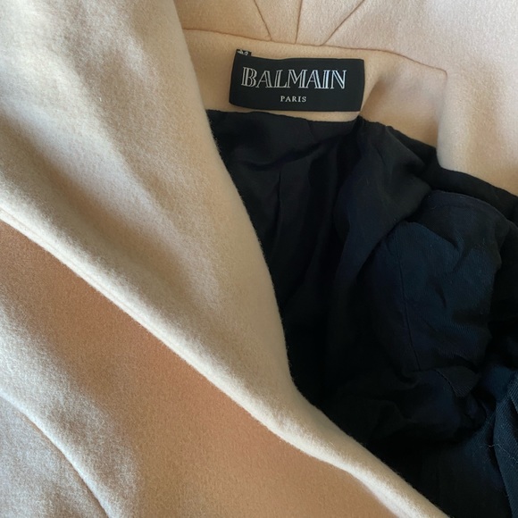 Authentic Balmain runway wool cashmere salmon pink dress cape coat XS 40 - Picture 12 of 12